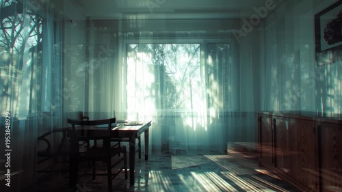 Abandoned Room Sunlight Shadows Atmospheric Interior Vintage Moody Cinematic Scene