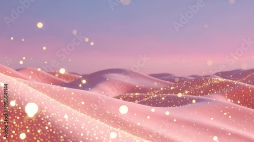 Abstract Pink Waves Glitter Particles Soft Gradient Dreamy Background Design