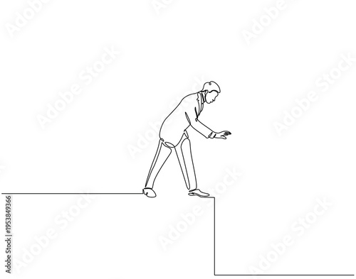 Continuous one line drawing of businessman giving a help hand. One line drawing illustration of man with help hand pose. Business support concept single line. Editable outline