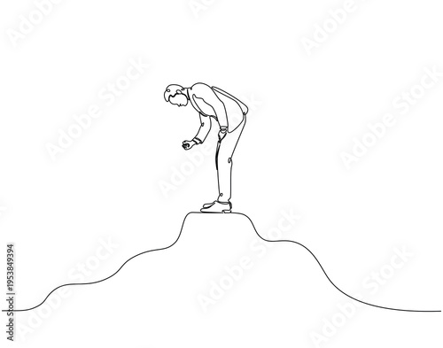 Continuous one line drawing of businessman giving a help hand. One line drawing illustration of man with help hand pose. Business support concept single line. Editable outline