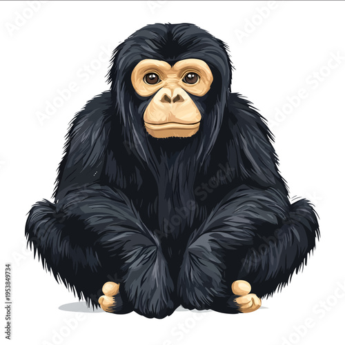 simple vector siamang clipart illustration white background vector art style simple design flat illustration no shadows
