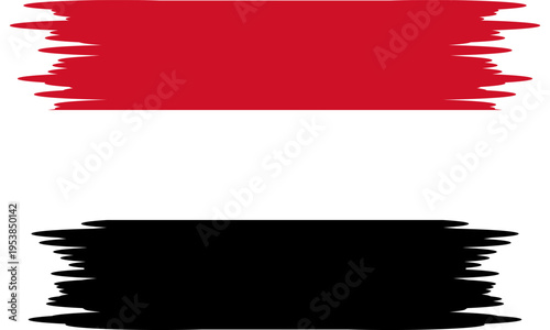 Yemen flag with brush or torn paper effect in high quality