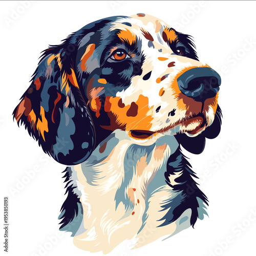 simple vector English Setter clipart illustration white background vector art style simple design flat illustration no shadows