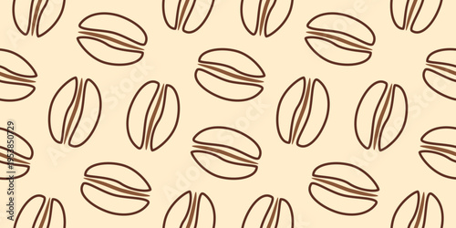 coffee seamless pattern. coffee beans vector illustration. coffee beans background illustration. outline coffe beans background illustration
