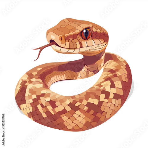 simple vector copperhead snake clipart illustration white background vector art style simple design flat illustration no shadows
