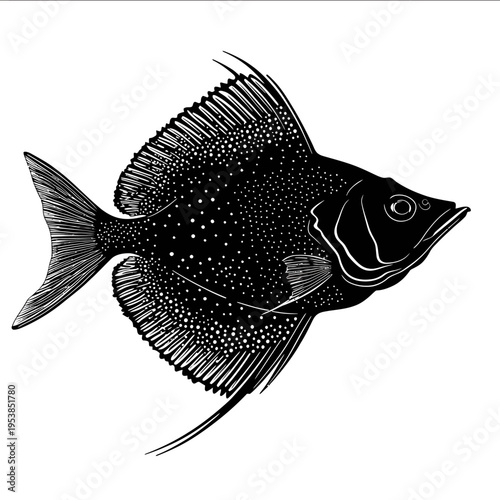 black silhouette flounder on a white backgrounk vector
