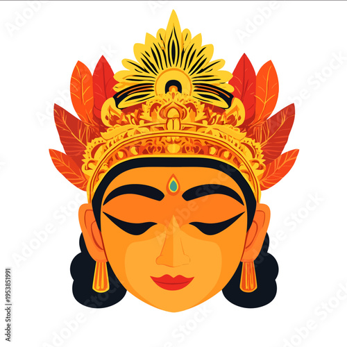 simple vector Balinese clipart illustration white background vector art style simple design flat illustration no shadows