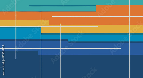 Abstract Horizontal Bar Chart Data Visualization with Orange, Blue, and White Elements on a Dark Blue Background.