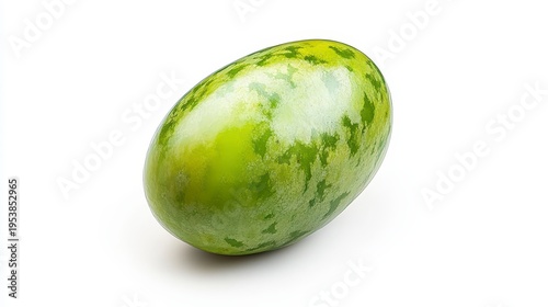 Fresh Green Fruit With Mottled Texture On White Background
