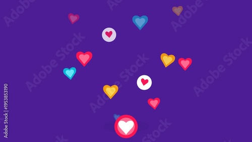 Floating Multi-Colored Heart Icons Collection