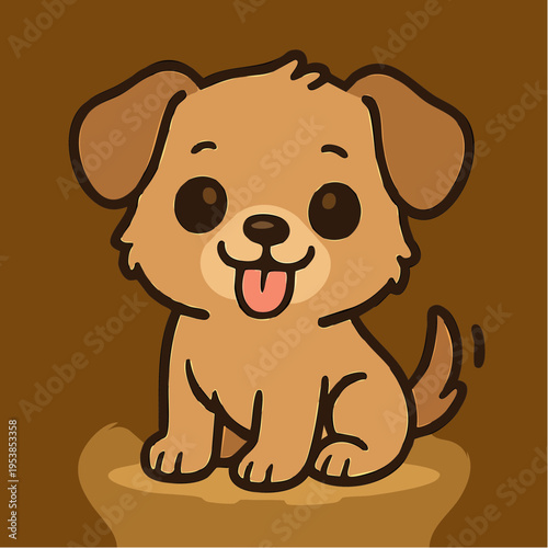 Cute cartoon dog, happy puppy illustration, simple and adorable pet art, friendly canine drawing