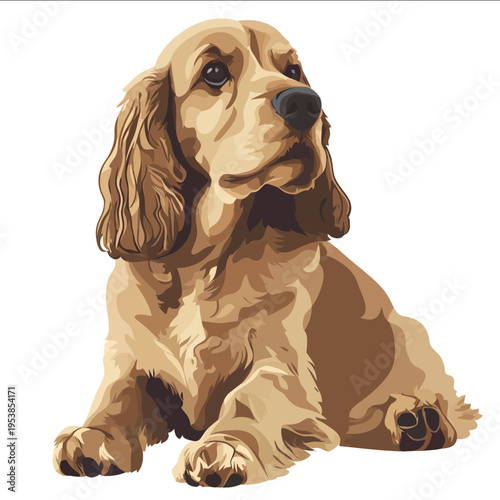simple vector American Cocker Spaniel clipart illustration white background vector art style simple design flat illustration no shadows