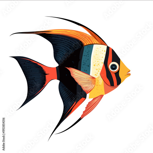 simple vector angelfish clipart illustration white background vector art style simple design flat illustration no shadows