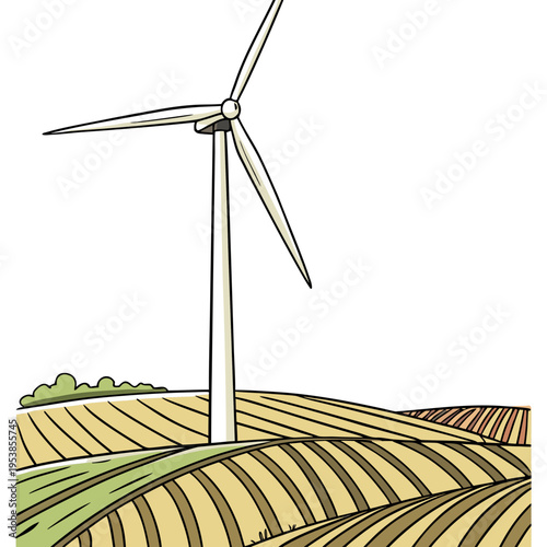 Wind turbine in a field agriculture landscape rural