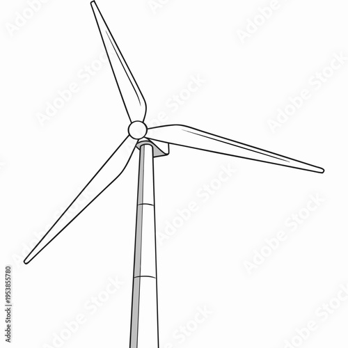 Wind turbine from a different angle on a white background
