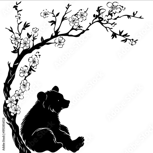 black silhouette brown bear on a white backgrounk vector