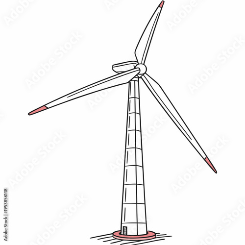 Full view of a wind turbine blades renewable energy