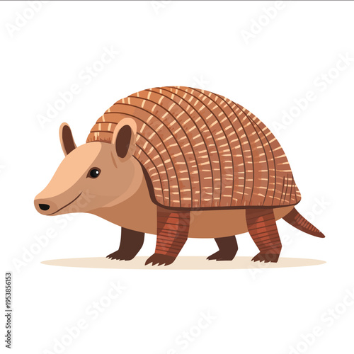 simple vector ninebanded armadillo clipart illustration white background vector art style simple design flat illustration no shadows