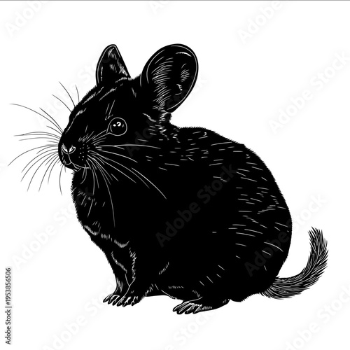 black silhouette chinchilla on a white backgrounk vector