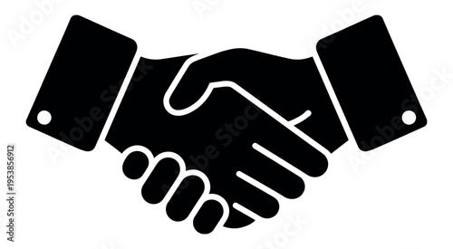 Handshake silhouette with two hands firmly grasping representing agreement, partnership, trust and professional business concept illustration