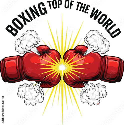 A dynamic illustration of two red boxing gloves colliding with vibrant yellow starburst effects