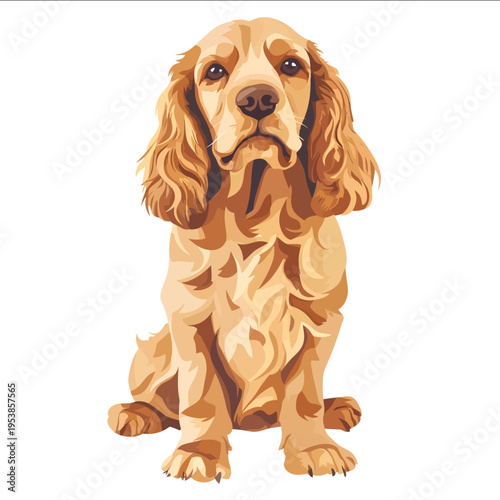 simple vector English Cocker Spaniel clipart illustration white background vector art style simple design flat illustration no shadows
