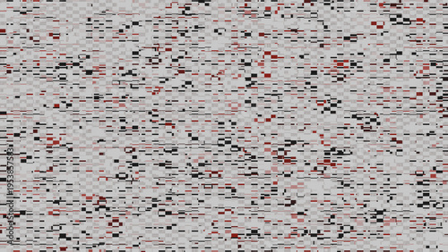 Photography A chaotic digital noise background featuring a fragmented mosaic of red, black,