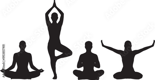 Diverse group of dancers in dynamic poses expressing movement and graceful artistry white background