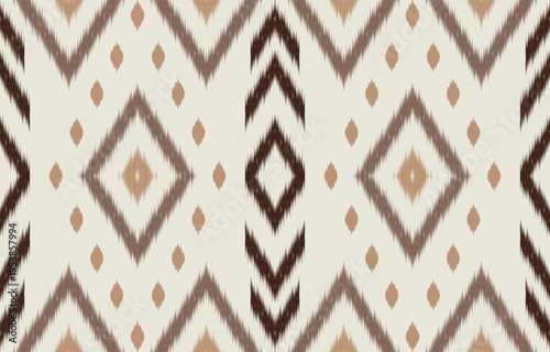 ethnic ikat seamless pattern. hand drawn craftsmanship embroidery bohemian, abstract square geographic art fabric ikat textile material design for curtain, carpet, wallpaper, clothing, Batik.