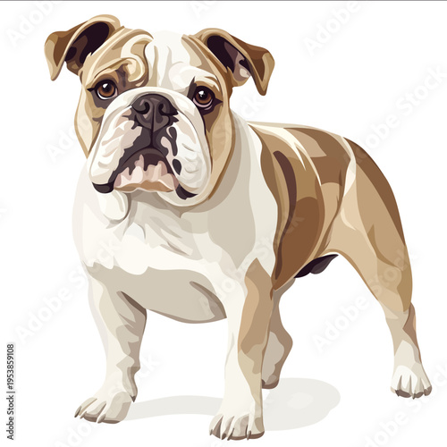 simple vector Bulldog clipart illustration white background vector art style simple design flat illustration no shadows
