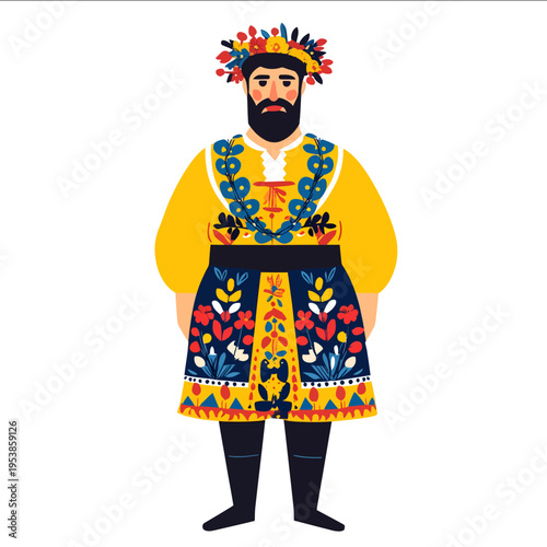 simple vector Ukrainian Levkoy clipart illustration white background vector art style simple design flat illustration no shadows