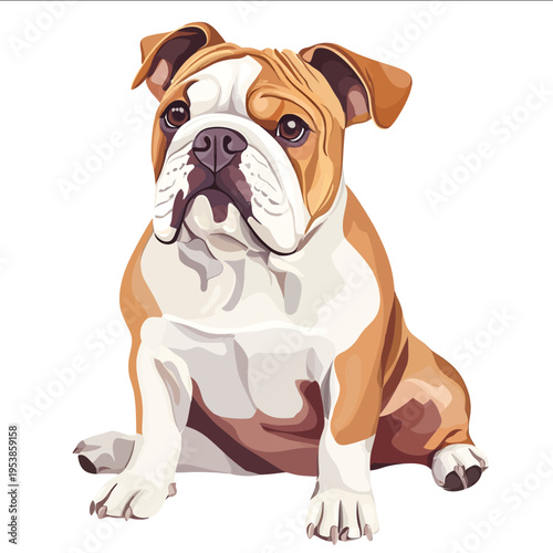simple vector Bulldog clipart illustration white background vector art style simple design flat illustration no shadows