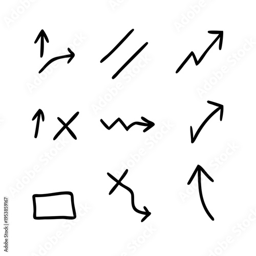 A set of hand drawn arrows and symbols