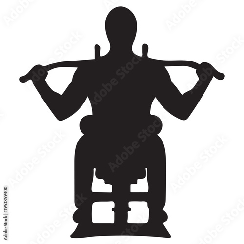 Man exercising with dumbbell on back in gym equipment