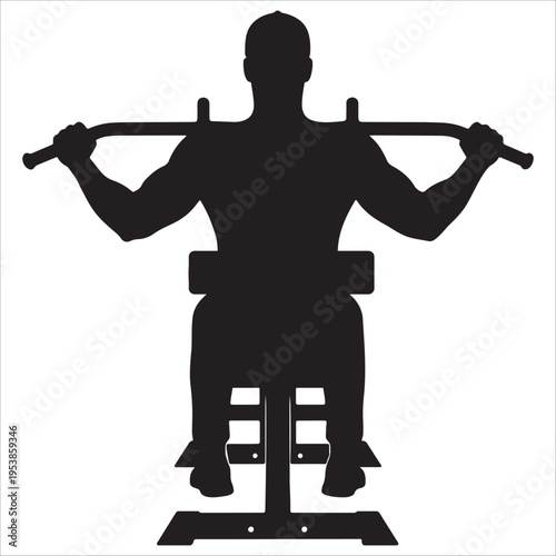 Man working out on a seated row machine in the gym