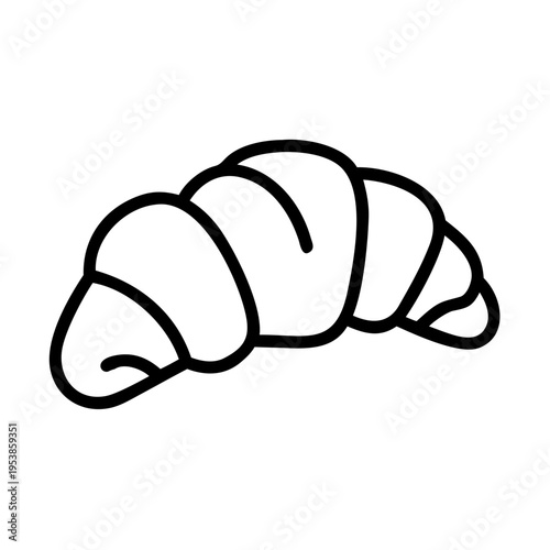 A black line drawing of a croissant