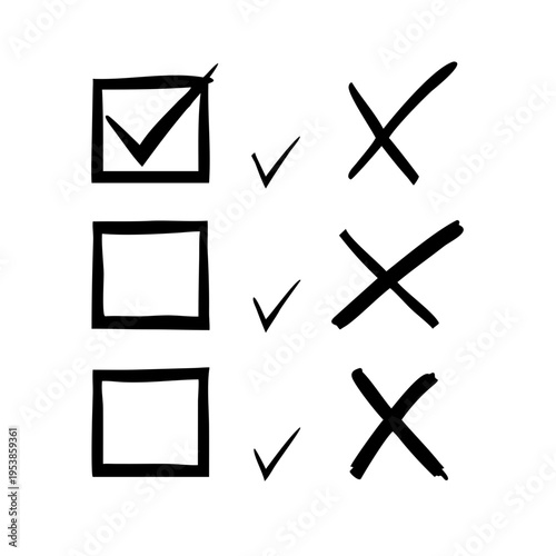 A checklist with check marks and crosses