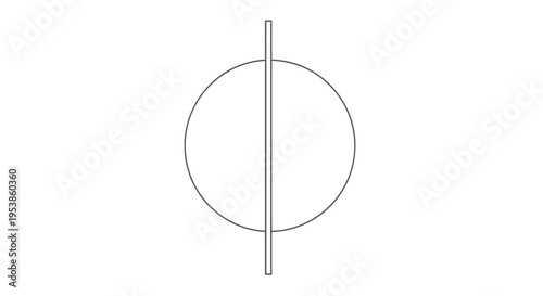 Abstract geometric symbol: circle intersected by vertical line, minimalist design