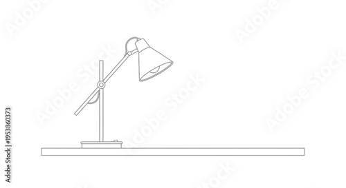 Desk lamp on a table top.