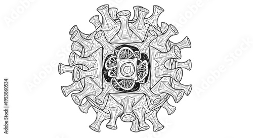 Detailed illustration of coronavirus structure.