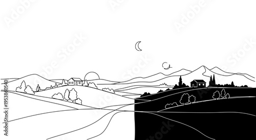 Day and Night Landscape Contrast