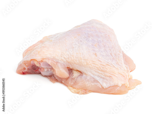 Raw chicken quarters isolated on white background. Raw fresh chicken meat.	