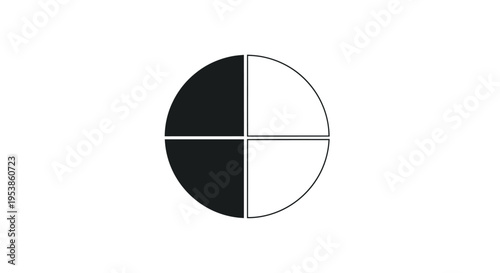 Circle Divided into Four Quarters, Two Black, Two White, Graphic Design