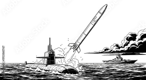 Missile launch from submarine vessel.