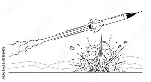 Rocket Ship Blasting Off Into Space.