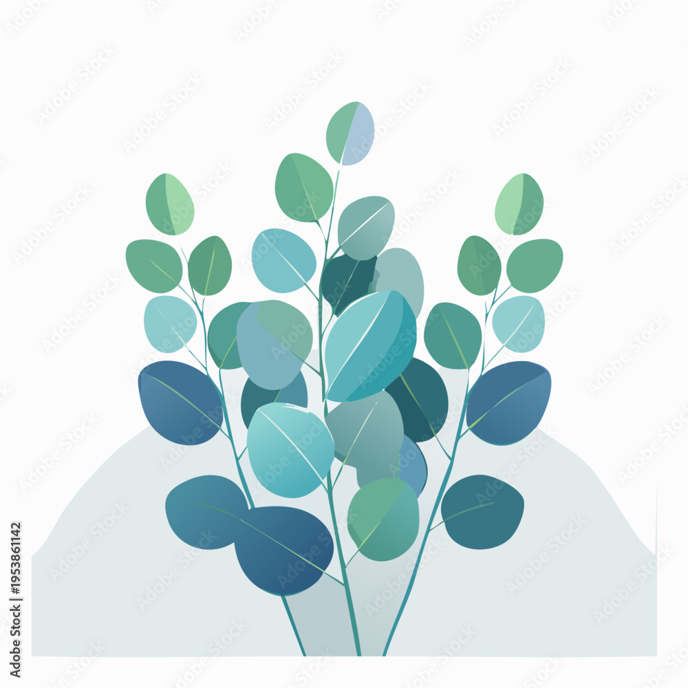 Obraz premium Blue and green eucalyptus leaves illustration