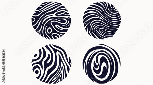 Circular patterns of wavy, organic, black lines on a stark white background