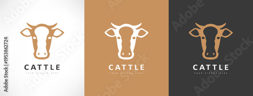 Cow head logo vector. Animal design