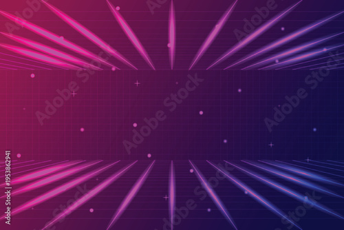 Retro cyberpunk style 80s game scene pixel art 8-bit sci-fi background. glowing neon grid and stars from vintage arcade computer games.