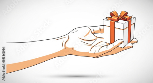 Hand Offering a Gift - A Gesture of Generosity and Appreciation.